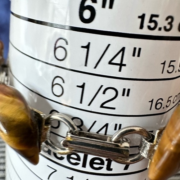 Vintage Tigers Eye Bracelet On A Linked Silver Tone Fold Over Clasp 0638 w - Picture 6 of 13